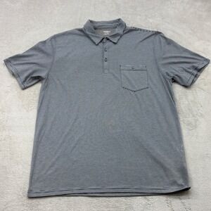 Toad&Co Marko Polo Shirt Mens Large Blue Striped Short Sleeve Organic Cotton